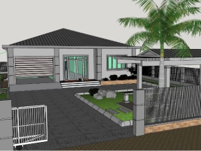 Mẫu nhà cấp 4 kích thước 14x15m model su
