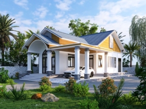 Mẫu nhà cấp 4 mái thái .skp đẹp