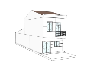 Mẫu nhà phố 2 tầng 5x19m dựng model sketchup đẹp