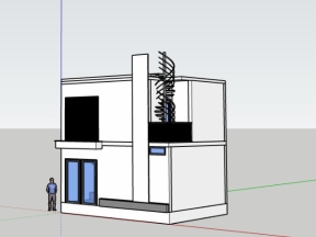 Mẫu nhà phố 2 tầng 7x5.5m dựng model sketchup 