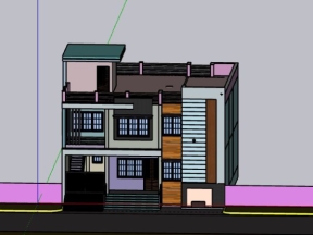 Mẫu nhà phố 2 tầng 8x13m model .skp