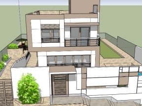 Mẫu nhà phố 2 tầng model sketchup 2022