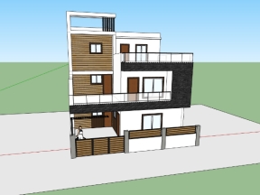 Mẫu nhà phố 3 tầng 10x10m model sketchup việt nam