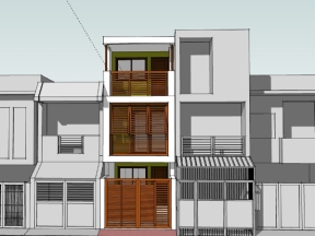 Mẫu nhà phố 3 tầng 3.3x16m model sketchup
