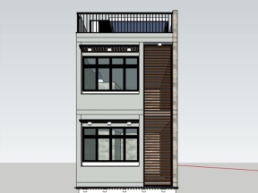 Mẫu nhà phố 3 tầng 4.5x9.5m model sketchup