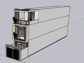 Mẫu nhà phố 3 tầng 4x26m model sketchup