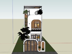 Mẫu nhà phố 3 tầng 5x24m dựng model sketchup 