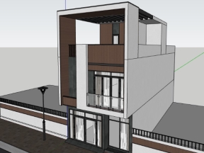 Mẫu nhà phố 3 tầng 6x17m model sketchup
