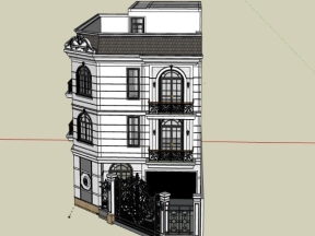 Mẫu nhà phố 3 tầng 7x15m dựng model .skp