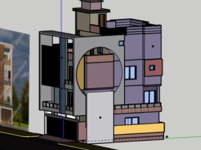 Mẫu nhà phố 3 tầng 9x12m model sketchup