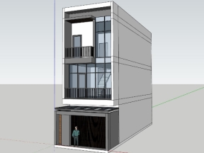 Mẫu nhà phố 3 tầng model sketchup 5x18.5m