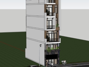 Mẫu nhà phố 6 tầng 4x13.6m model sketchup