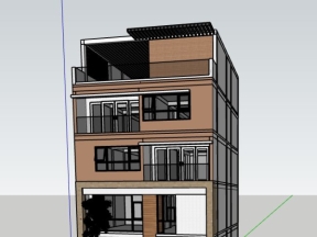 Mẫu nhà phố 7 tầng 9.8x9.8m model sketchup