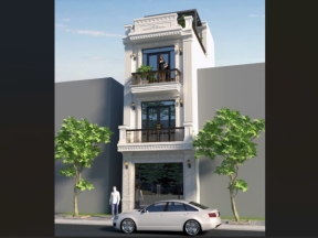 Mẫu nhà phố tân cổ điển 4 tầng kích thước 4.7x9.5m (Full KT, KC, ĐN, File sketchup)
