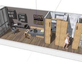 Mẫu nội thất nhà container model sketchup 