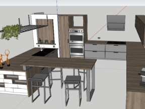 Mẫu nội thất phòng bếp hiện đại file sketchup