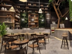 Mẫu nội thất quán cà phê siêu đẹp thiết kế 3dmax