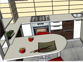 Mẫu phòng bếp kiểu mới model .skp nhà biệt thự