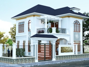 Mẫu revit biệt thự 2 tầng mái Nhật 10x11m