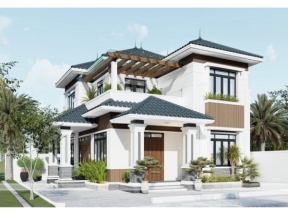 Mẫu revit nhà Biệt thự mái Nhật 2 tầng 9x12m rất đẹp