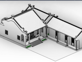 Mẫu revit nhà gỗ 3 gian theo phong cách hoài cổ 11.5x19m