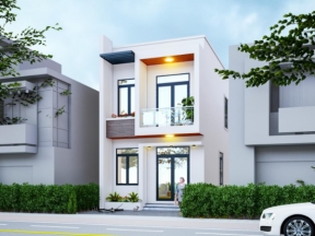 Mẫu revit nhà phố 2 tầng phong cách hiện đại 5.3x13m