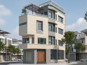 Mẫu revit nhà phố 4 tầng phong cách hiện đại 4.5x10m