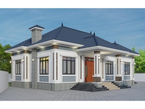 Mẫu revit thiết kế nhà vườn 1 tầng mái nhật 9.5x20m 