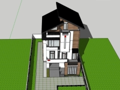 Mẫu sketchup 2016 thiết kế nhà phố 3 tầng hiện đại kích thước 10.5x20m