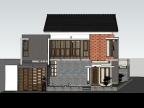 Mẫu sketchup biệt thự 2 tầng đẹp mắt mới nhất