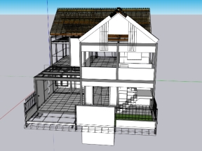 Mẫu sketchup biệt thự 2 tầng đẹp mắt mới nhất miễn phí