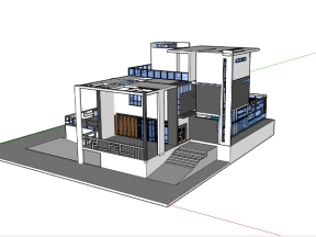 Mẫu sketchup biệt thự 2 tầng miễn phí đẹp mắt