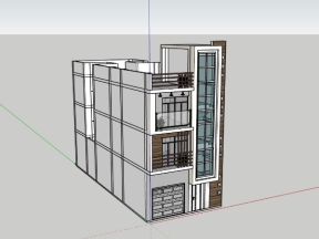 Mẫu sketchup mẫu nhà phố 3 tầng 6x15m