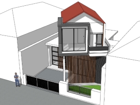 Mẫu sketchup nhà 2 tầng bản vẽ phong cách mắt