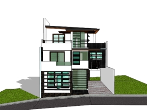 Mẫu sketchup nhà biệt thự 3 tầng 9.15x13m