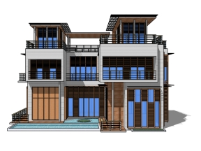 Mẫu sketchup nhà biệt thự 3 tầng đẹp mắt mới nhất