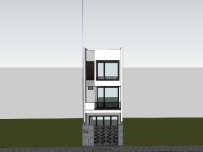 Mẫu sketchup nhà dân 3 tầng 5x14.6m sang trọng
