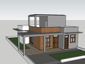 Mẫu sketchup nhà phố 1 tầng