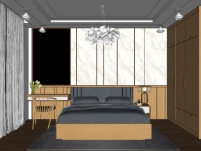 Mẫu sketchup phòng ngủ thiết kế đơn giản đẹp