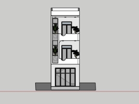 Mẫu sketchup thiết kế nhà ở phố 3 tầng sang trọng diện tích thiết kế 5x15m