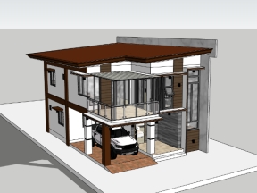 Mẫu sketchup việt nam mẫu nhà phố 2 tầng 8x12.4m