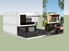 Mẫu sketchup việt nam nhà biệt thự 2 tầng 10x20m đẹp