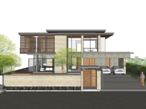 Mẫu sketchup việt nam nhà biệt thự 2 tầng 16.3x22.5m