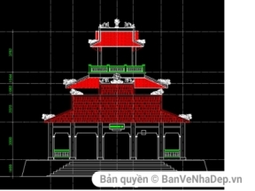 Mẫu thiết kế chùa Phù Dung rất đẹp, đầy đủ mặt bằng, mặt cắt, mặt đứng (file cad)