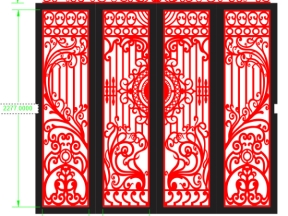 Mẫu thiết kế cổng 4 cánh cnc họa tiết hoa lá tây