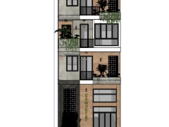 Mẫu thiết kế nhà phố 4 tầng rộng 6.2m bằng Su + Enscape