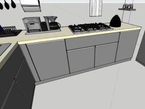    Mẫu thiết kế nội thất phòng bếp sketchup