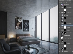 Mẫu thiết kế nội thất phòng ngủ bằng 3dsmax 2014 Vray 3.0 Postproduction