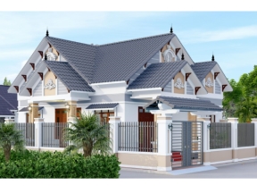 revit mẫu nhà mái thái,revit mái thái,biệt thự 1 tầng mái thái,revit nhà vườn