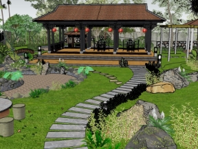 Mẫu thiết kế sân vườn villa cực đẹp dựng sketchup
